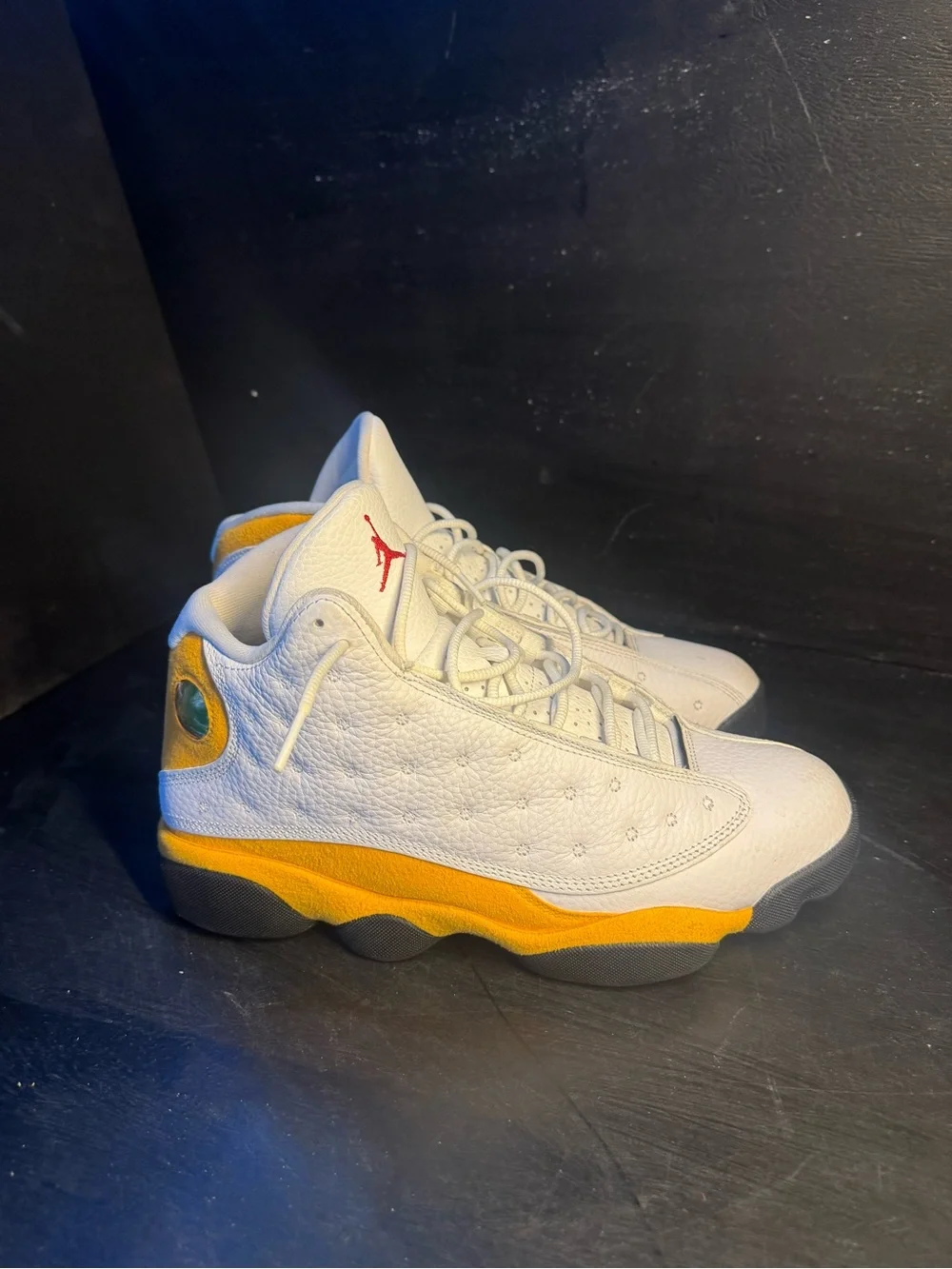 Jordan 13 White and Yellow High-Top Sneakers